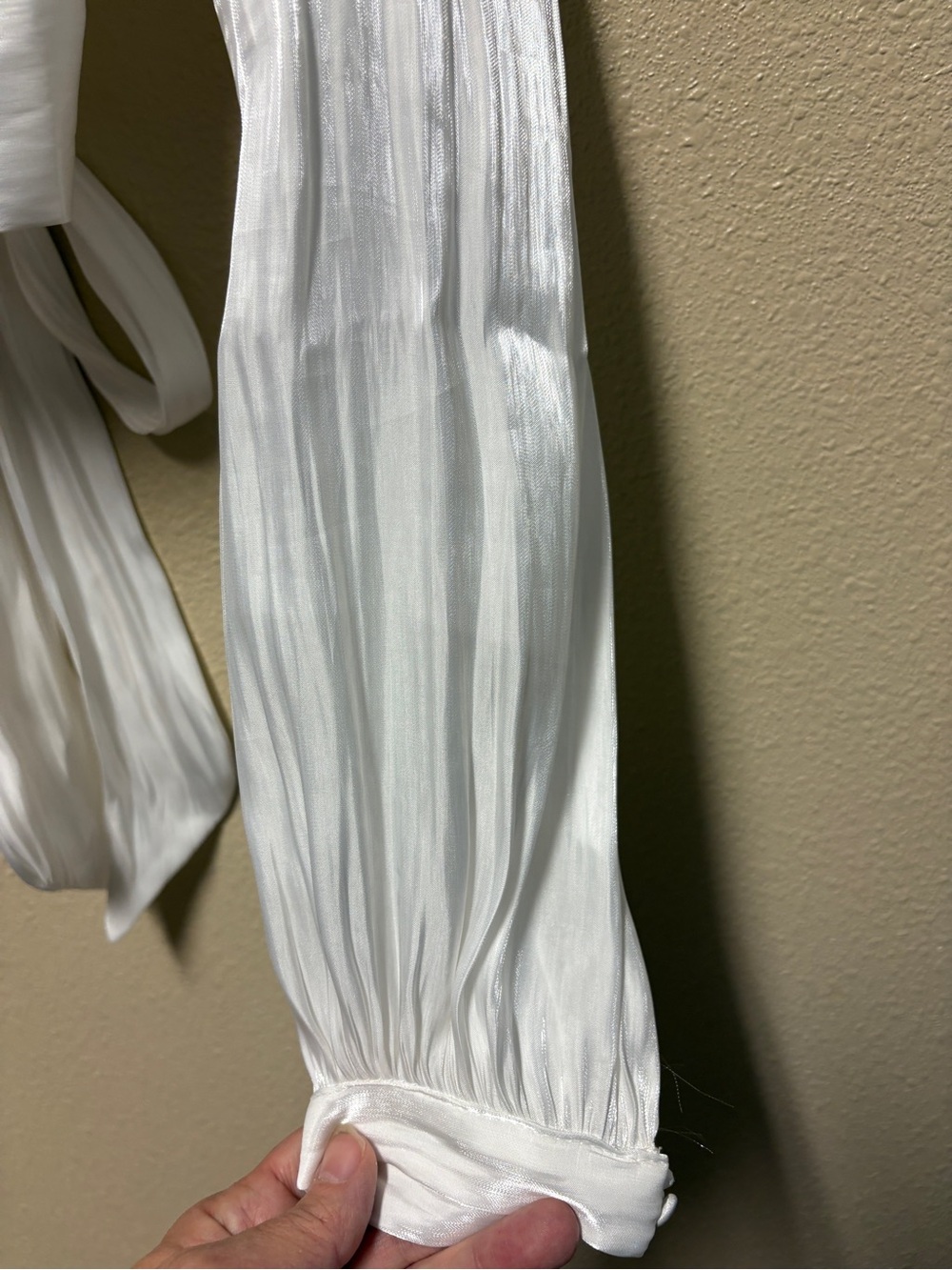 HYFVE White Satin Pleated Tie-Back Blouse - Picture 7 of 8